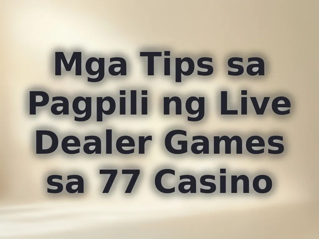 Mga Tips sa Pagpili ng Live Dealer Games sa 77 Casino